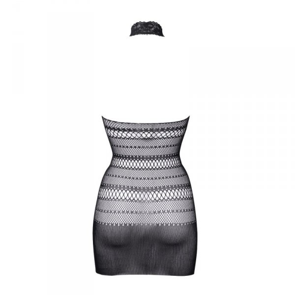 Le Désir High Lace Neck Net Mini Dress Black OS