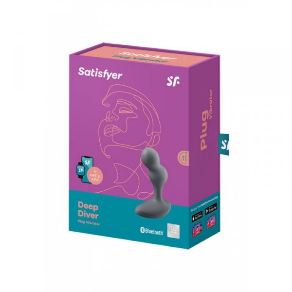 Sterowany aplikacją korek analny Satisfyer Deep Diver Connect App Grey