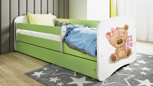 Łóżko dziecięce MIŚ Z KWIATKAMI różne kolory 140x70 cm
