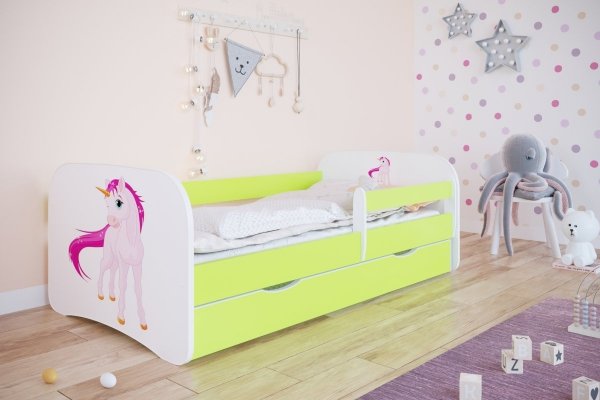 łóżko-dziecięce-jednorożec-zielone