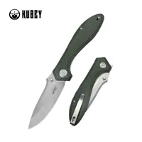 Nóż składany Kubey Ruckus Green Micarta, Beadblasted AUS-10 by Sherif Manganas (KU314N) 