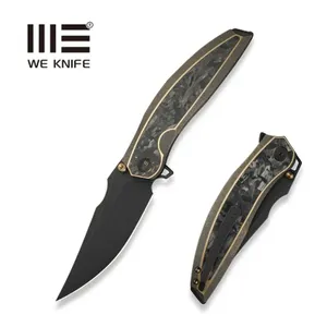 Nóż składany We Knife Quinseris Bronze Titanium/Shredded Carbon Fiber, Black Stonewashed M390 (WE23093-2)