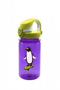 Nalgene - Butelka dziecięca On The Fly 0,35L fioletowa z pingwinem