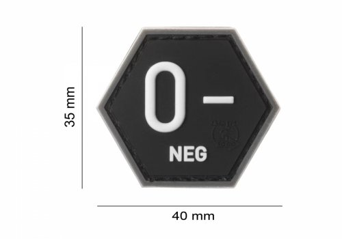 Naszywka - Bloodgroup Hexagon Rubber Patch 0 Neg