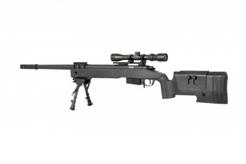 Specna Arms - Replika SA-S03 z lunetą i dwójnogiem - czarna