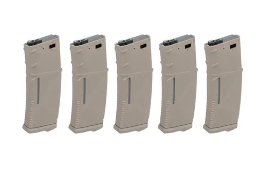 Zestaw 5 magazynków EMM Mid-Cap na 130/30 kulek do M4 - FDE