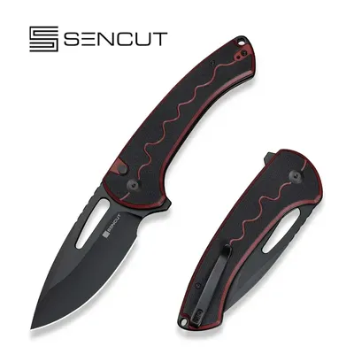 Nóż składany Sencut Squiggy Burgundy/Black G10, Black 9Cr18MoV (S24082A-3)