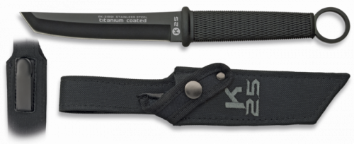 Nóż K25 Botero Tanto Black Rubber, Black Titanium 7Cr17Mov (31891)