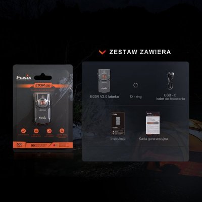Latarka LED Fenix E03R V2.0 - szara
