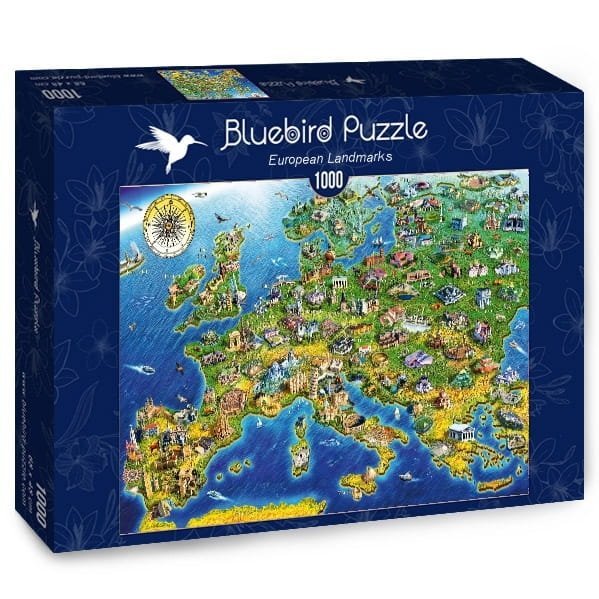 Puzzle 1000 Bluebird 70322 Adrian Chesterman - Mapa - Europejskie Zabytki