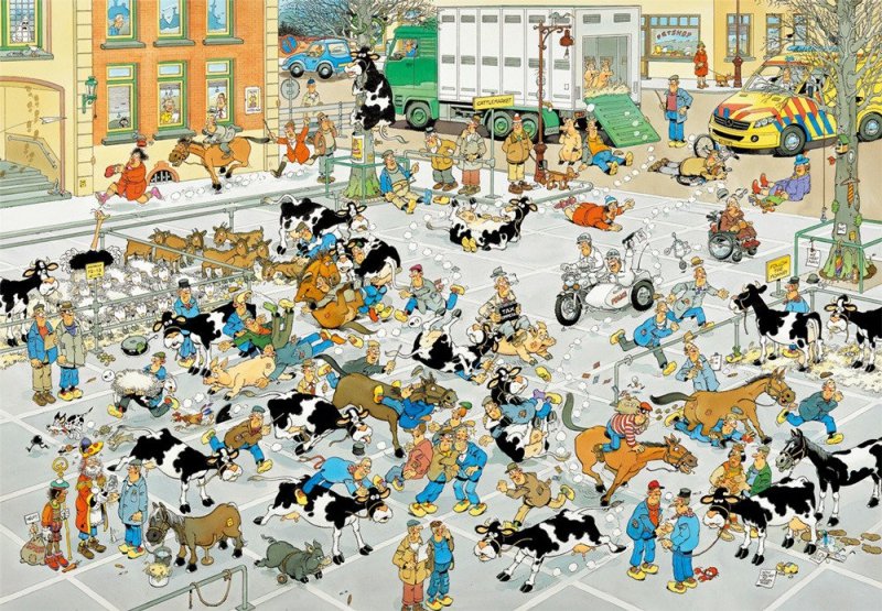 Puzzle 2000 Jumbo 19078 Jan Van Haasteren - Giełda Zwierząt
