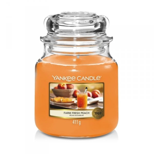 Yankee Candle Świeca zapachowa średni słój Farm Fresh Peach 411g (P1)