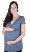 MijaCulture - bluzka ciążowa 2w1 ciążowa i do karmienia krótki rękaw „ Dora” 7104 jeans 1