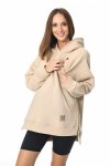 MijaCulture - 3 w 1 ciepła bluza ciążowa i do karmienia z kapturem „Stella ” M014 beżowa