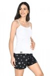 MijaCulture 3 w 1 krótka piżama ciążowa i do karmienia 4130 biala/czarna/gwiazdki