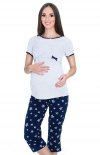MijaCulture - piżama 3 w 1 ciążowa i do karmienia 4119/M69 melanż/granat 1