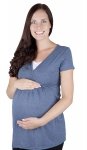 MijaCulture - bluzka ciążowa 2 w 1 ciążowa i do karmienia krótki rękaw „ Dora” 7104  jeans