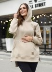 MijaCulture - 3 w 1 ciepła bluza ciążowa i do karmienia z kapturem „Stella ” M014 beżowa