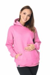 MijaCulture - 3 w 1 ciepła bluza ciążowa i do karmienia z kapturem „Molly ” M001 Baby Pink