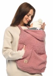 MijaCulture - ciepła osłonka baranek / miś / polar TEDDY uniwersalna do nosidełka, chusty dla niemowląt M025 brudny róż