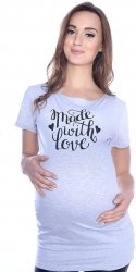 Komfortowy  T-shirt „Made with love” dla kobiet w ciąży 9080  melanż