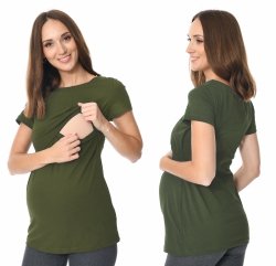 MijaCulture - Top 2 w 1 ciążowy i do karmienia M018 Camila khaki