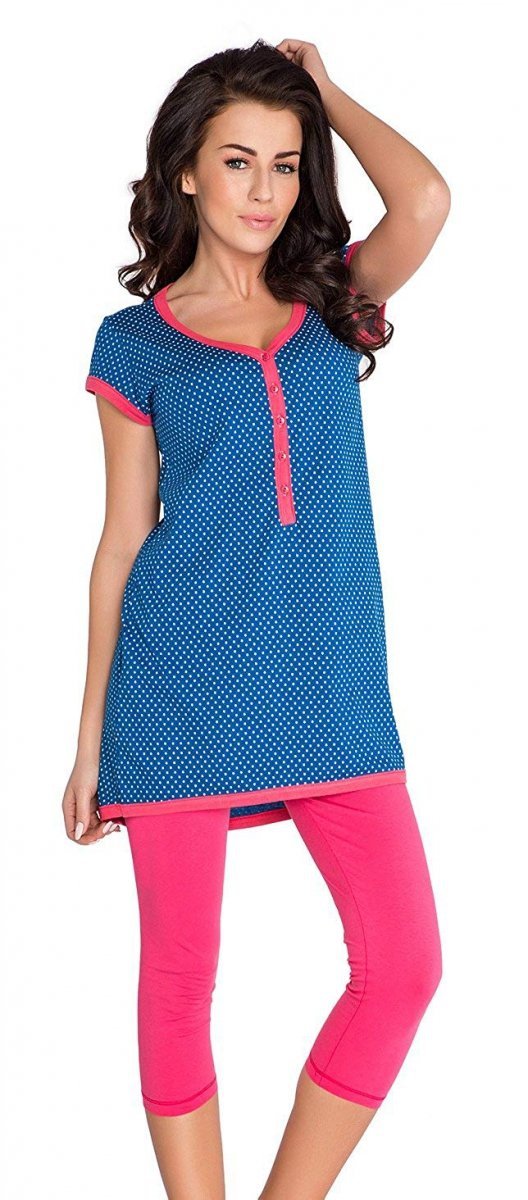 	Wyjątkowa piżama 2 w 1 ciążowa i do karmienia „Hebe” 5051 niebieski