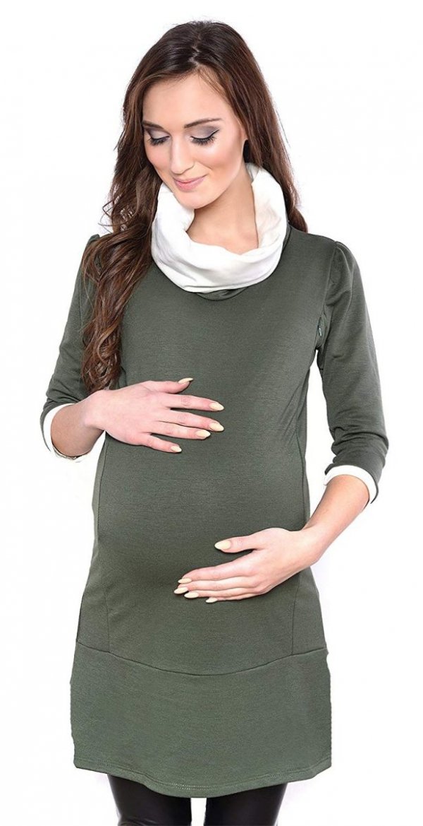 MijaCulture - tunika 2 w 1 ciążowa i do karmienia &quot;Lady&quot; 7130 zielona 1