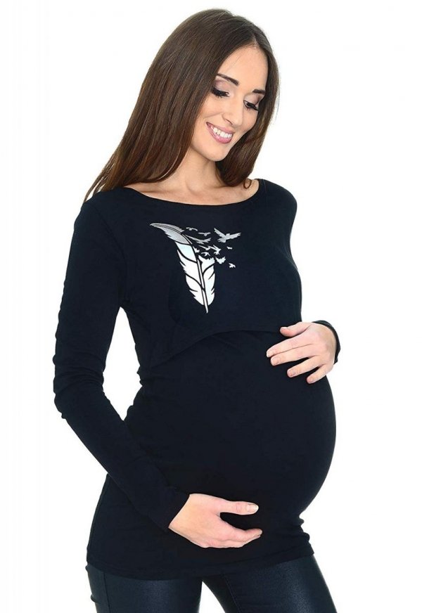 Praktyczna bluza ciążowa i do karmienia Piórka 9088 czarna 2