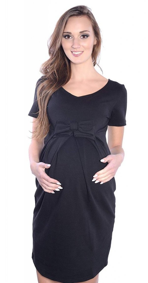 Elegancka sukienka ciążowa z kokardką „Vivian” 9071 czarny 1