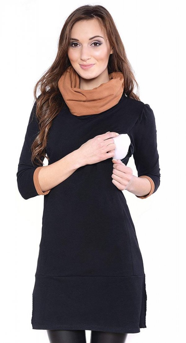 MijaCulture - tunika 2 w 1 ciążowa i do karmienia &quot;Lady&quot; 7130 czarna 1