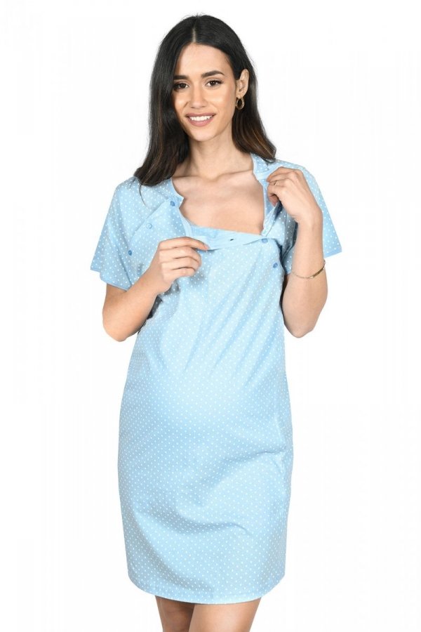 MijaCulture - 2 w 1 koszula ciążowa i do karmienia  2078 błękit