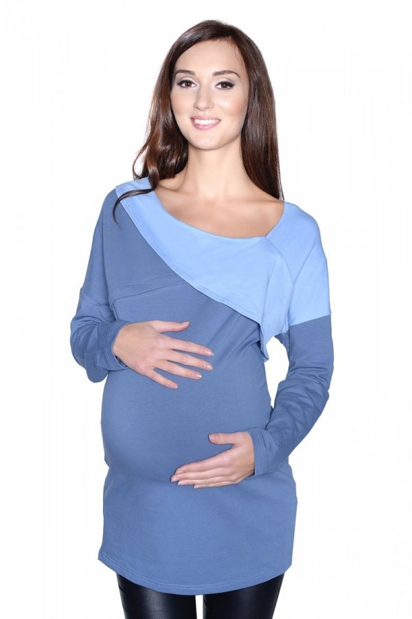 Bluzka ciążowa i do karmienia Ada 9061 dł. rękaw niebieski