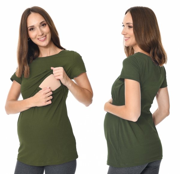 MijaCulture - Top 2 w 1 ciążowy i do karmienia M018 Camila khaki