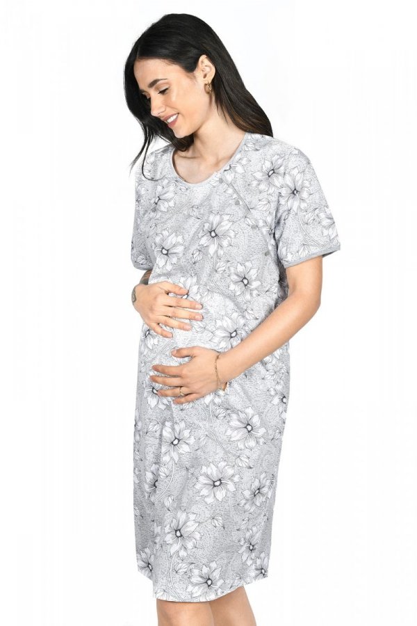 MijaCulture - 2 w 1 koszula ciążowa i do karmienia  2078 szary