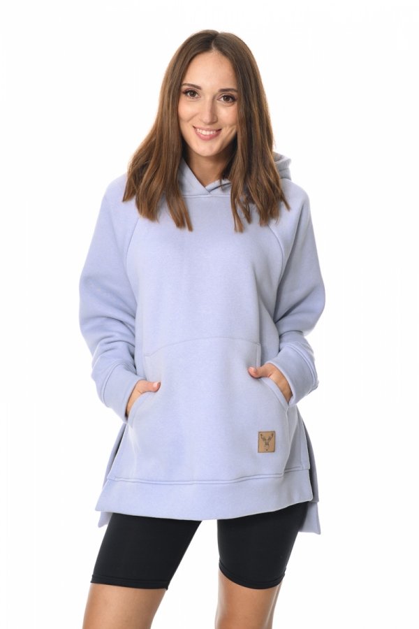 MijaCulture - 3 w 1 ciepła bluza ciążowa i do karmienia z kapturem „Stella ” M014 jasny niebieski