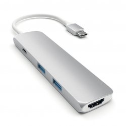 Satechi USB-C Slim Multiport HUB - 2xUSB 3.0 / HDMI / USB-C (PD) / Silver (srebrny)