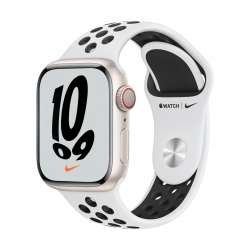 Apple Watch Nike Series 7 41mm GPS Koperta z aluminium w kolorze księżycowej poświaty z paskiem sportowym Nike w kolorze czystej platyny/czarnym