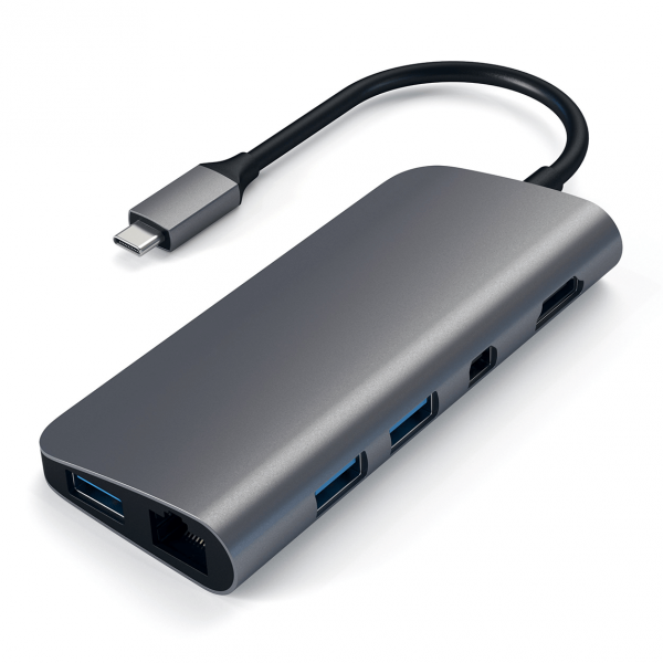 Satechi USB-C Multimedia HUB - Ethernet / USB 3.0 / USB-C PD / HDMI /mini DisplayPort / SD / microSD / Space Gray (gwiezdna szarość)