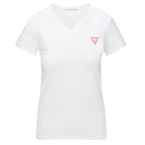 Guess t-shirt koszulka damska biała V-neck W1GI17J1311-TWHT