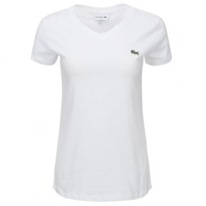 Lacoste t-shirt koszulka damska v-neck biała