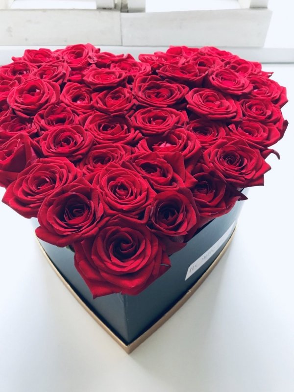  DUŻY XL Box serce + róże świeże, żywe 