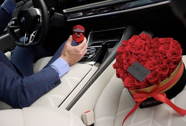  DUŻY XL Box serce + róże świeże, żywe.