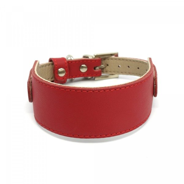Leather red collar for greyhaunds