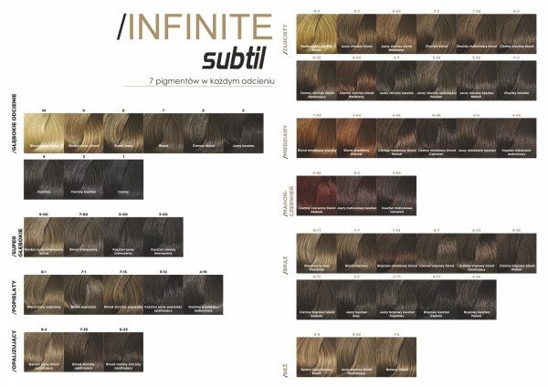 Profesjonalna Farba do włosów Subtil BEZ AMONIAKU trwale kryjąca 60 ml.  INFINITE - Châtain clair doré 5/3