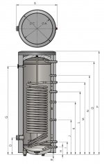 Wymiennik W-E 220.81 PC MEGA do Pomp Ciepła z Dużą Wężownicą Spiralną Stojący 220L