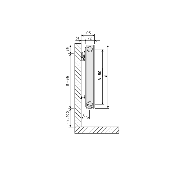 Purmo Plan Ventil Compact Flex FCVF21s 600x1000