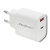 Qoltec Ładowarka sieciowa | 18W | 5-12V | 1.5-3A | USB typ C PD |  USB QC 3.0 | Biała