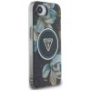 Guess IML Metal Glitter Flowers Triangle MagSafe - Etui do iPhone 16e (czarny)
