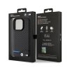BMW Leather Carbon Blue Line MagSafe - Etui iPhone 15 Pro (czarny)